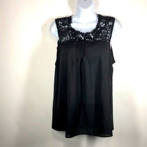 BBX Lephsnt black lace sleeveless blouse size large